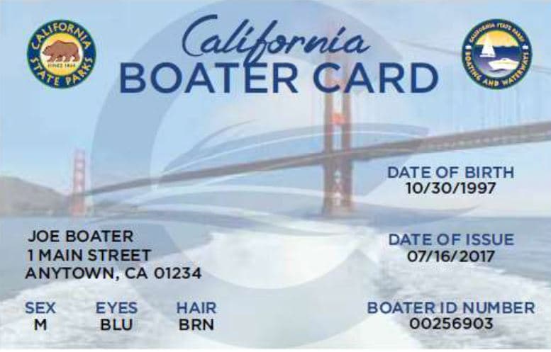 Sample California Boater Card
